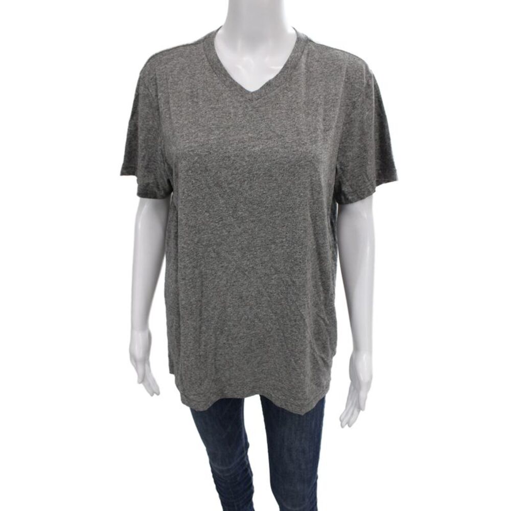 SOL ANGELES Women Basic T-Shirt Gray V-Neck Short Sleeve Size M